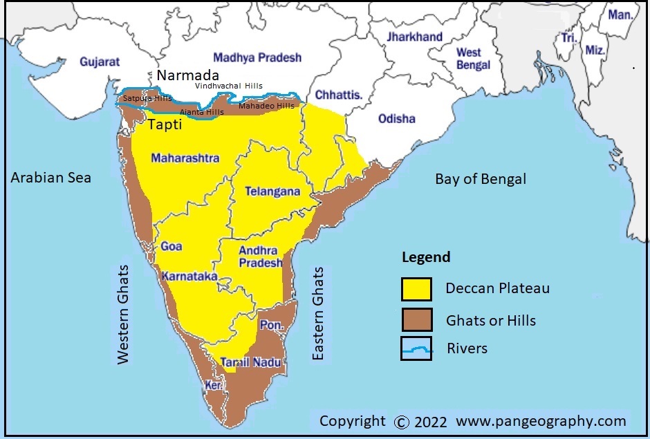 Deccan Plateau Map And Related Facts - Pan Geography